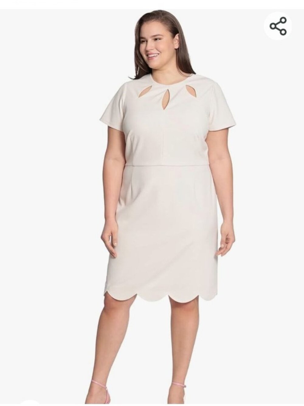 Maggy London Womens Cream Scalloped Hem Dress Cutout Details Size 18W Church